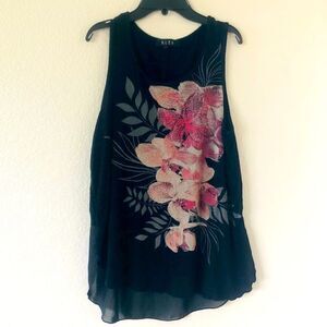 BLEU Floral Crystal Rhinestone Embellished Sleeveless Top M
